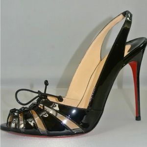 Christian Louboutin Corsetica Patent Leather/PVC Slingback Sandal Sz:39 NEW